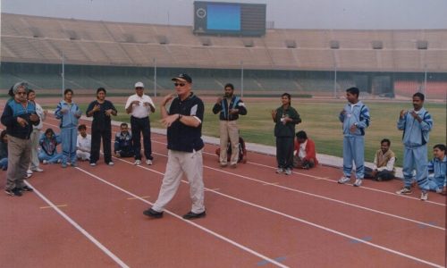 Mrs Saswati Singh at training camp at jawaharlal nehru stadium